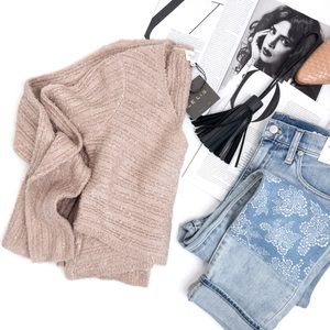 LE LIS . Criss Cross Surplice Cropped Sweater